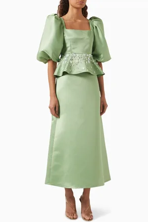 BYK Embroidered Peplum Gown