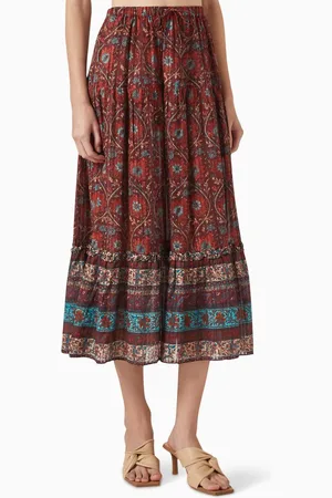 ULLA JOHNSON Paige Floral-print Midi Skirt in Cotton Blend