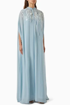 Pankaj & Nidhi Bijou Embellished Cape-style Maxi Dress