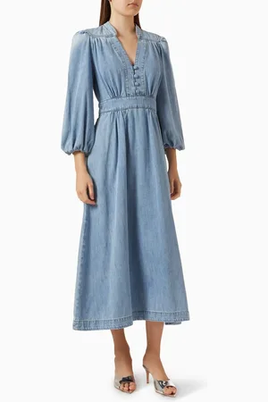 ZIMMERMANN Lucky Midi Dress in Denim