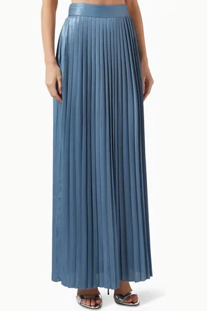 Toccin Dillon Pleated Maxi Skirt in Satin