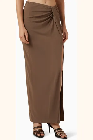 12 STOREEZ Draped Maxi Skirt in Crepe