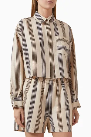 RAG&BONE Beatrice Striped Cropped Shirt in Linen