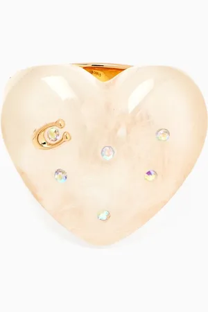 Coach Signature Heart Charm Cocktail Ring in Gold-tone Brass