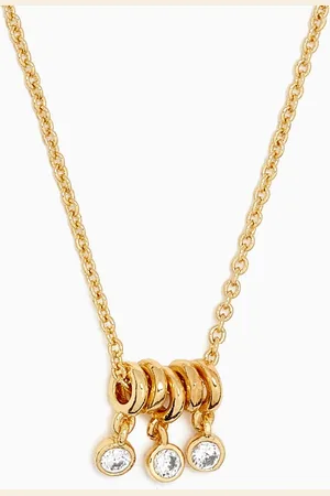 TAI Jewelry Ring Charm Crystal Necklace in Gold-plated Brass