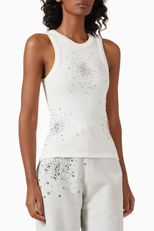 Des Phemmes Crystal-embellished Tank Top in Cotton