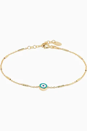 TAI Jewelry Evil Eye Bar Chain Bracelet with Gold Plating
