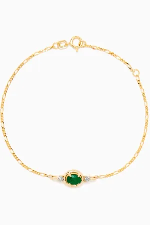 STONE AND STRAND Emerald & Diamond Bonbon Bracelet in 10kt Gold
