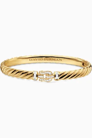 David Yurman Sculpted Cable Buckle Diamond Bracelet in 18kt Gold