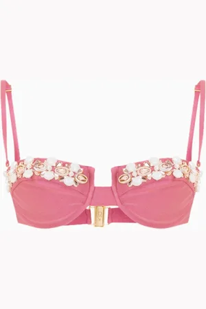 PATBO Seashell Embroidered Bikini Top in Lycra