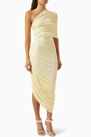 MAGDA BUTRYM One-shoulder Draped Midi Dress in Cupro Blend