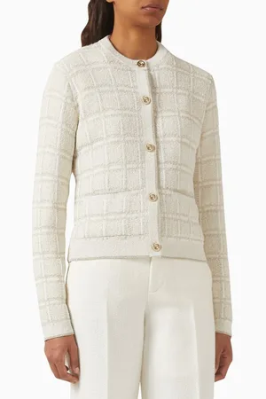 Gucci Lamé Check Cardigan in Wool