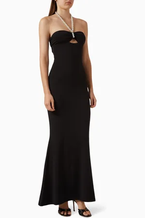 Normaillot Faux-pearl Embellished Cutout Halterneck Maxi Dress