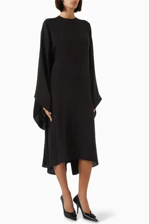 Balenciaga Large-sleeve Dress in Silk-jacquard