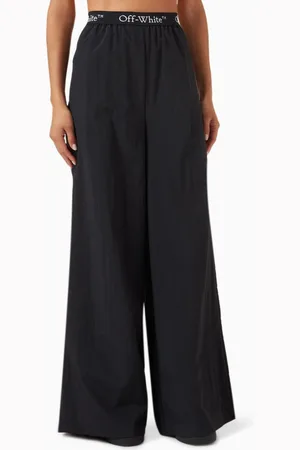 OFF-WHITE Logo Wide-leg Pants in Nylon