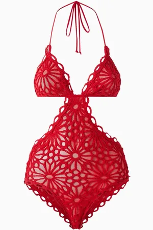 Norma Kamali Cut-out String Mio One-piece Swimsuit in Crochet