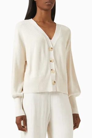 Eberjey Fine Gauge Sweater Cardigan in Cotton Blend