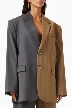 Bouguessa Zelda Two-tone Blazer in Wool-blend