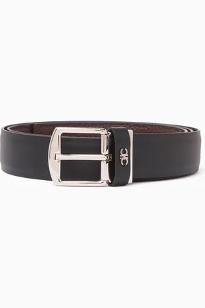 Salvatore Ferragamo Gancini Appliqué Reversible Belt in Calfskin