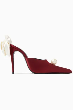 MAGDA BUTRYM Pointed 110 Flower Mules in Satin