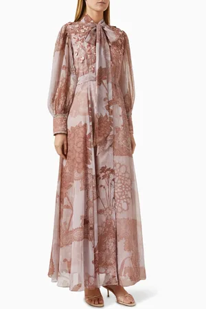 Pankaj & Nidhi Serena Printed Scarf Maxi Dress