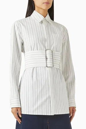 Burberry Striped Belted Shirt in Cotton