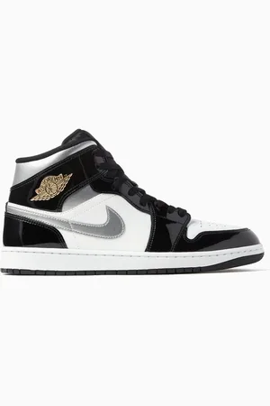 Jordan Air 1 Mid Sneakers in Patent & Smooth Leather