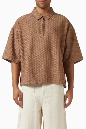 HONOR THE GIFT Quarter Zip Shirt in Textured Knit