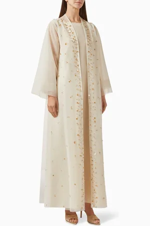 Homa Q Embellished 3-piece Abaya Set in Organza & Tulle