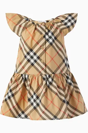 Burberry Check Flared Dress in Cotton-poplin