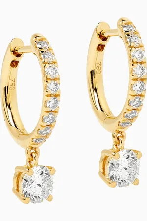Fergus James Round Drop Diamond Hoop Earrings in 18kt Gold