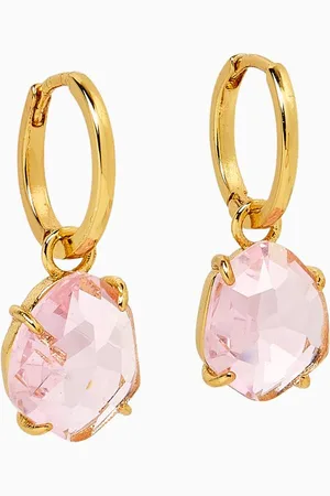 TAI Jewelry Faceted Crystal Huggie Earrings in Gold-plated Brass