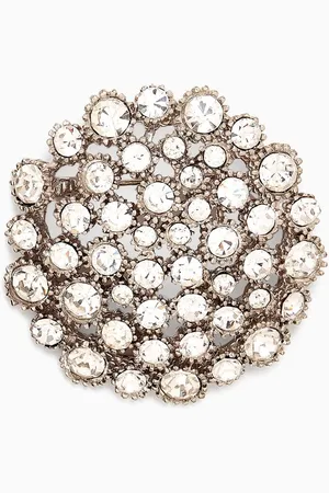 Susan Caplan 1980s Vintage Crystal Brooch in Plated