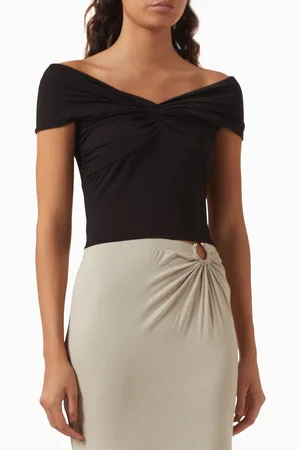 GOOD AMERICAN Twist Off-shoulder Top in Jersey