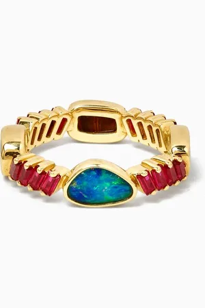 Dima Ruby & Opal Baguettes Ring in 18kt Gold