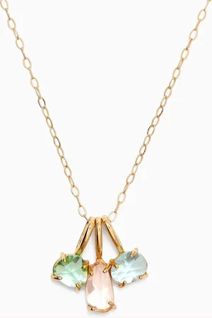 TAI Jewelry Multi-pendant Pastel Necklace in Gold-plated Brass