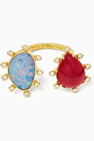 Dima Ruby & Opal Open Ring in 18kt Gold