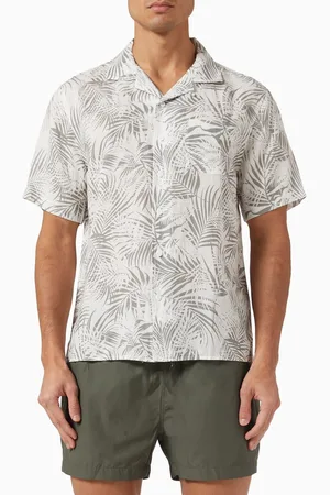 ONIA Printed Vacation Shirt in Linen-blend