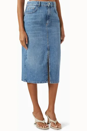 MARELLA Slit Midi Skirt in Denim