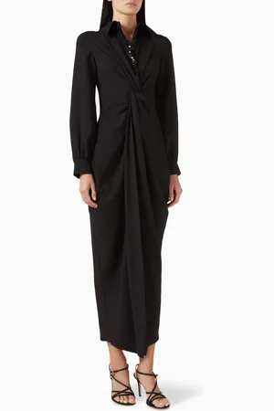 GIZIA Knot Shirt Maxi Dress