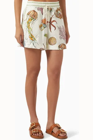 ALÉMAIS Sea Printed Shorts in Linen