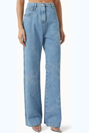Mach & Mach Crystal Ribbon High-rise Jeans