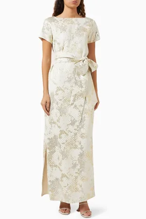 Amal Al Raisi Belted Maxi Dress in Jacquard