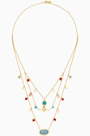 Dima Australian Opal & Multi-gem Dangling Necklace in 18kt Gold