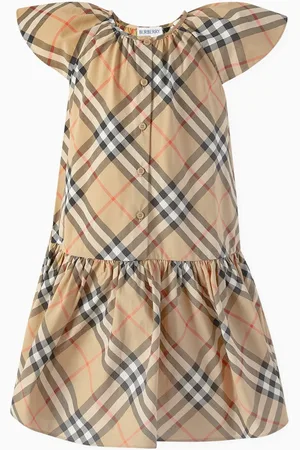 Burberry Check Flared Dress in Cotton-poplin
