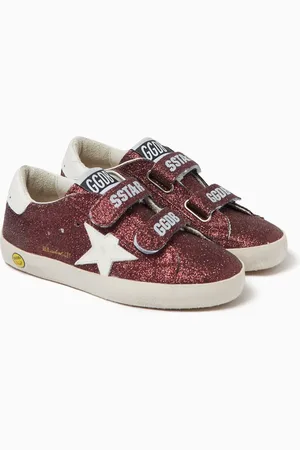 Golden Goose May School Sneakers in Glittered Leather