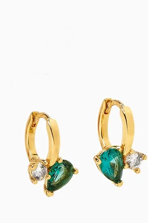 TAI Jewelry Topaz CZ Huggie Earrings in Gold-plated Brass