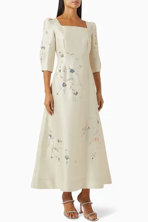 BYK Floral Embroidered Maxi Dress in Brocade