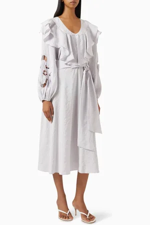 GIZIA Ruffle Midi Dress in Modal-blend