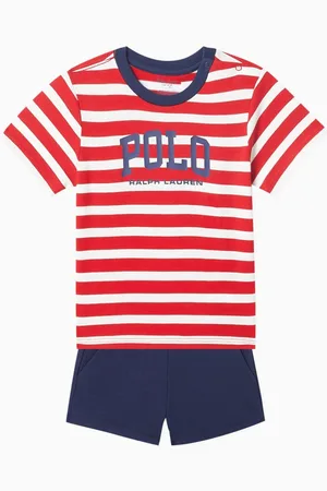 Ralph Lauren Striped Logo T-shirt & Shorts Set in Cotton-blend